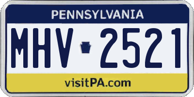 PA license plate MHV2521