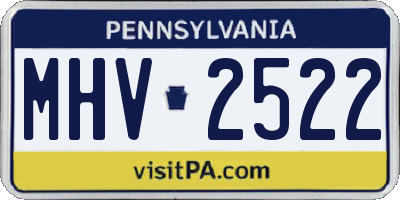 PA license plate MHV2522
