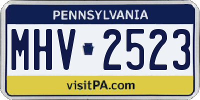 PA license plate MHV2523