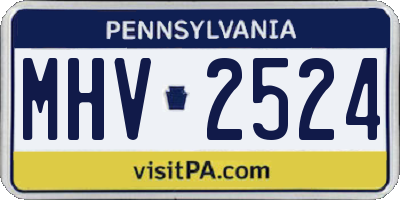 PA license plate MHV2524