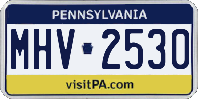 PA license plate MHV2530