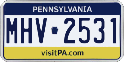 PA license plate MHV2531