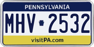 PA license plate MHV2532