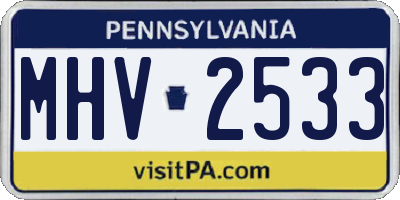 PA license plate MHV2533