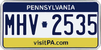 PA license plate MHV2535