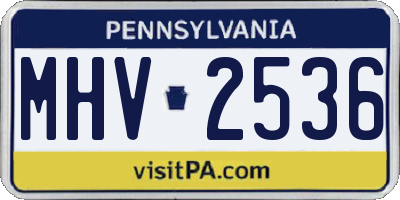 PA license plate MHV2536