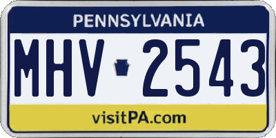 PA license plate MHV2543