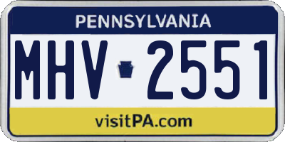PA license plate MHV2551