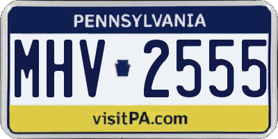 PA license plate MHV2555