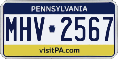 PA license plate MHV2567