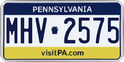 PA license plate MHV2575
