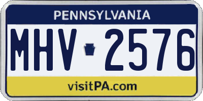 PA license plate MHV2576