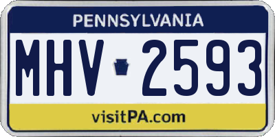 PA license plate MHV2593