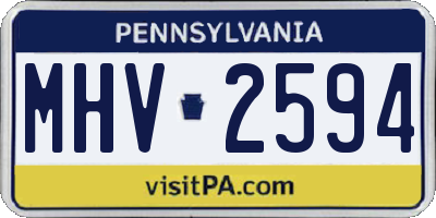 PA license plate MHV2594