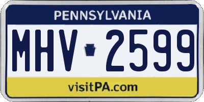 PA license plate MHV2599