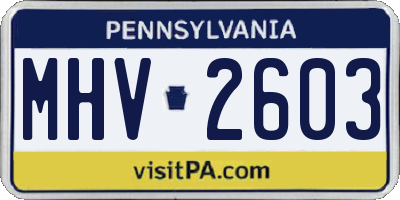 PA license plate MHV2603