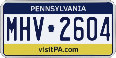 PA license plate MHV2604