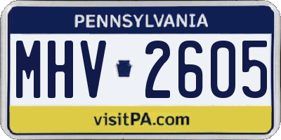 PA license plate MHV2605