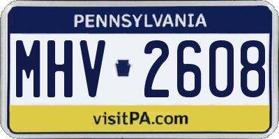 PA license plate MHV2608