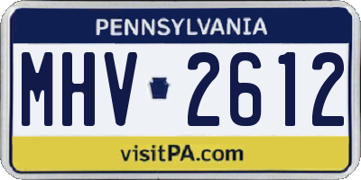 PA license plate MHV2612