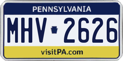 PA license plate MHV2626