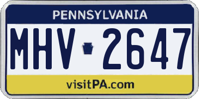 PA license plate MHV2647