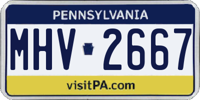 PA license plate MHV2667