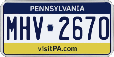 PA license plate MHV2670