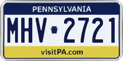 PA license plate MHV2721