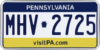 PA license plate MHV2725
