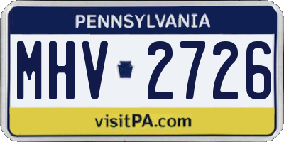 PA license plate MHV2726
