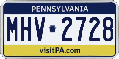 PA license plate MHV2728