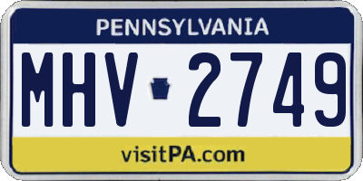 PA license plate MHV2749