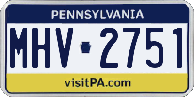 PA license plate MHV2751