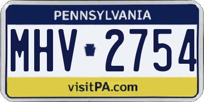 PA license plate MHV2754