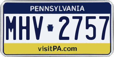 PA license plate MHV2757