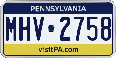 PA license plate MHV2758
