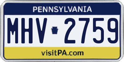 PA license plate MHV2759