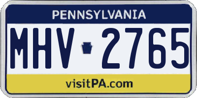 PA license plate MHV2765