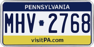 PA license plate MHV2768