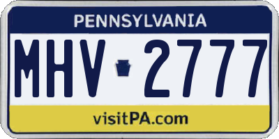 PA license plate MHV2777