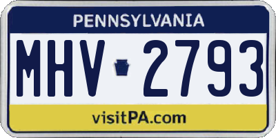 PA license plate MHV2793