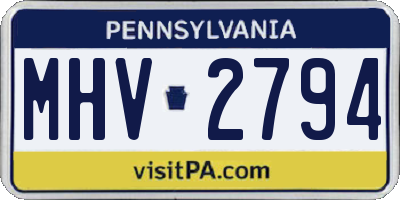 PA license plate MHV2794