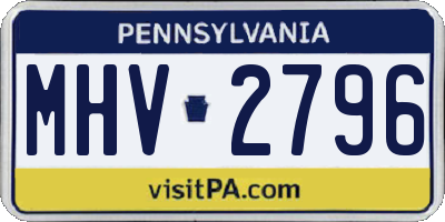PA license plate MHV2796
