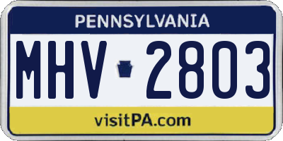 PA license plate MHV2803