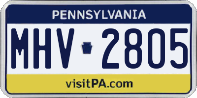 PA license plate MHV2805