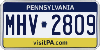 PA license plate MHV2809