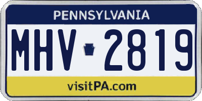 PA license plate MHV2819