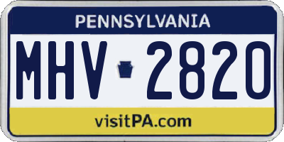 PA license plate MHV2820