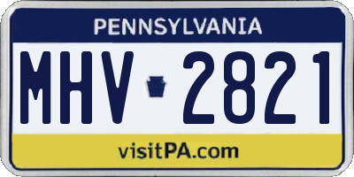 PA license plate MHV2821